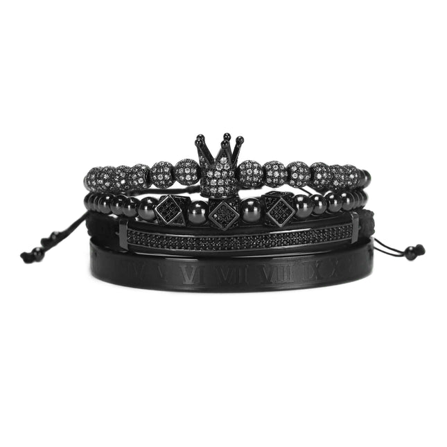 Men's King Beaded Bracelet 4 Pcs Set