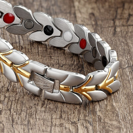 Men's Silver Leaves Magnetic Bracelet - Wnkrs