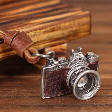 Leather Necklace for Men with Camera Shaped Pendant - Wnkrs