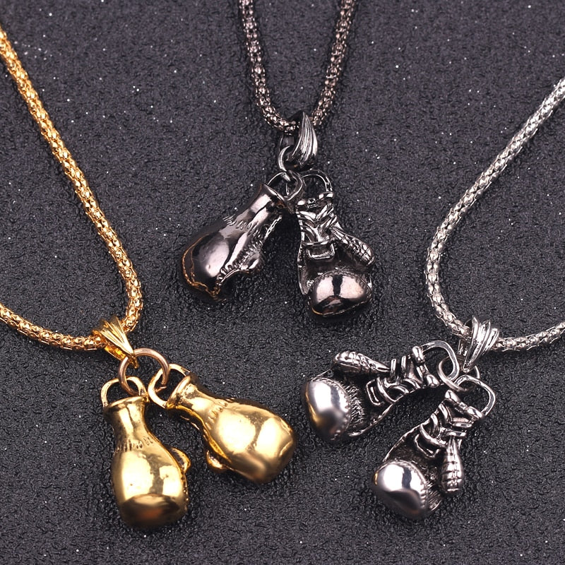 Men's Boxing Gloves Shaped Pendant Necklace