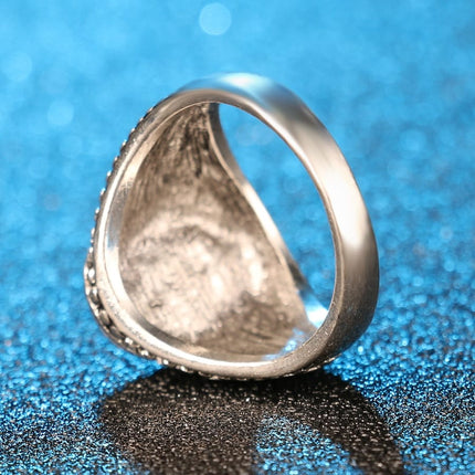 Men's Silver Vintage Enamel Ring - Wnkrs