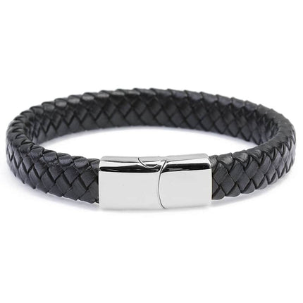 Genuine Leather Braided Magnet Men's Bracelets - Wnkrs