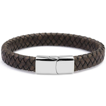 Genuine Leather Braided Magnet Men's Bracelets - Wnkrs