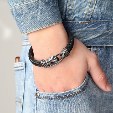Leather Bracelets for Men with Nordic Decor - Wnkrs