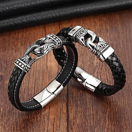 Leather Bracelets for Men with Nordic Decor - Wnkrs