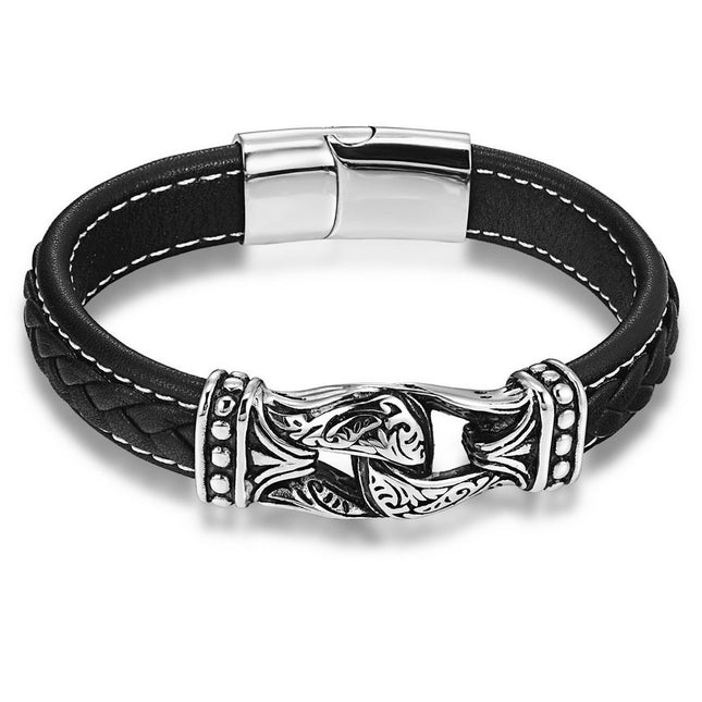 Leather Bracelets for Men with Nordic Decor - Wnkrs