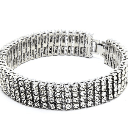 Men's Iced Out Four Rows Rhinestone Bracelets - Wnkrs