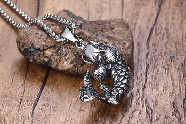 Classic Titanium Necklace with Fish Pendant - wnkrs