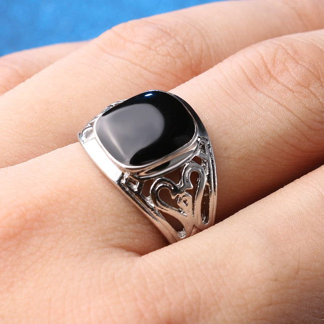 Black Enamel Fashion Men's Ring - Wnkrs