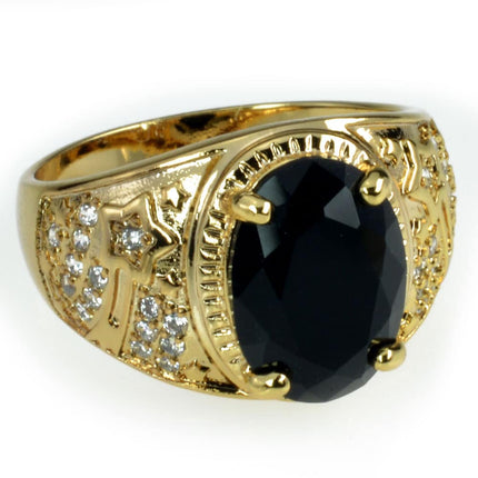 Men's Fashion Gold Ring with Black Stone - Wnkrs