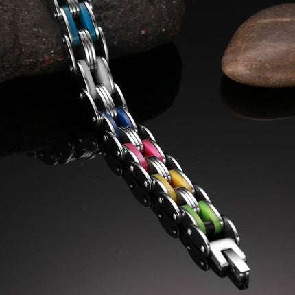 Men’s Colorful Stainless Steel Chain Bracelet - wnkrs