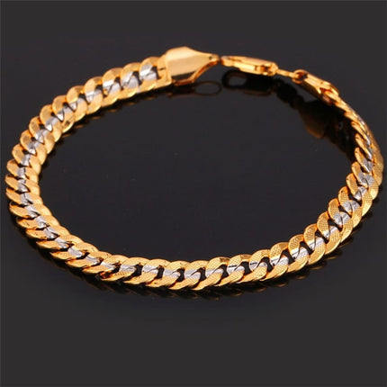 Two-Tone Curb Chain Link Men's Bracelet - wnkrs