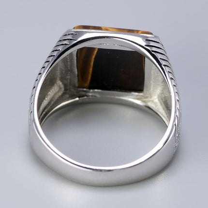 Men's Sterling Silver Ring with Tiger Eye Stone - Wnkrs