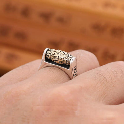 Men's Rotating Geometric Patterned Ring - Wnkrs