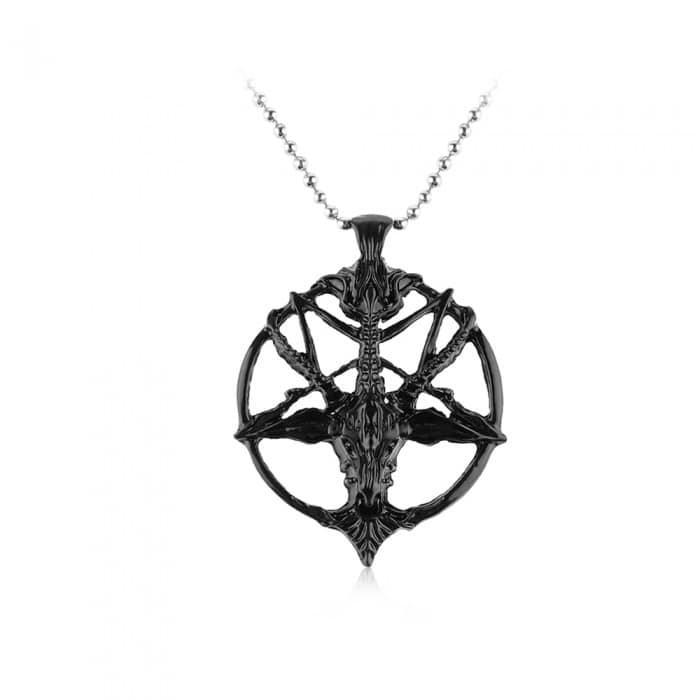 Men's Gothic Style Chain Necklace with Pentagram Themed Pendant