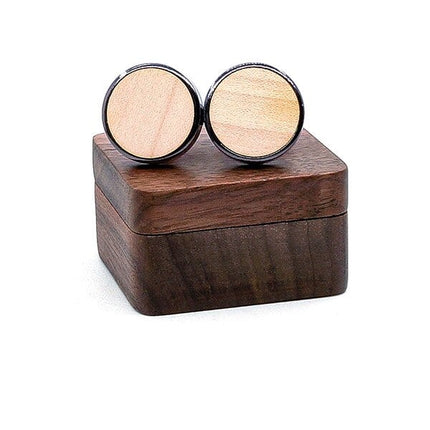 Men's Round Wooden Cuff Links - Wnkrs