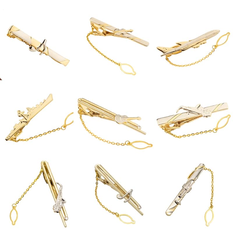 Men's Compact Tie Pin with Chain