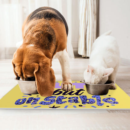 Cute but Unstable Pet Food Mat - Funny Design Anti-Slip Pet Bowl Mat - Graphic Pet Feeding Mat - wnkrs