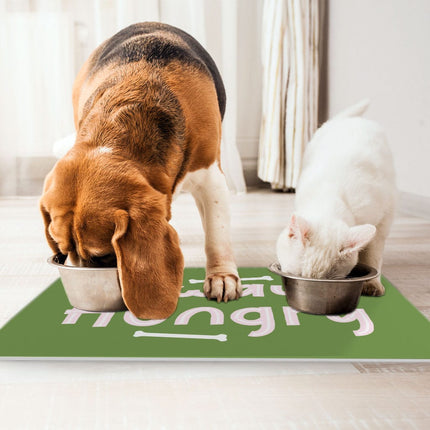Always Hungry Pet Food Mat - Funny Anti-Slip Pet Bowl Mat - Best Design Pet Feeding Mat - wnkrs