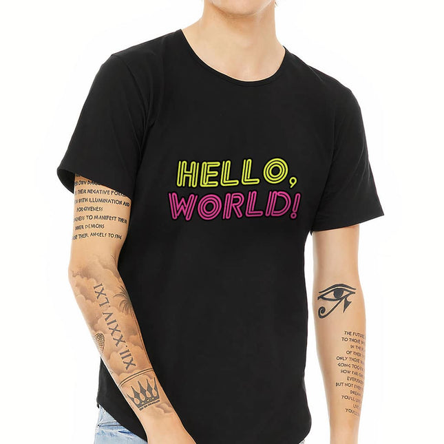 Hello World Curved Hem T-Shirt - Cool Design T-Shirt - Trendy Curved Hem Tee - wnkrs