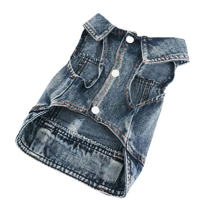 Acted Crazy Dog Denim Vest - Funny Dog Denim Jacket - Colorful Dog Clothing - wnkrs