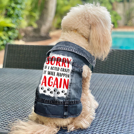 Acted Crazy Dog Denim Vest - Funny Dog Denim Jacket - Colorful Dog Clothing - wnkrs