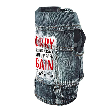 Acted Crazy Dog Denim Vest - Funny Dog Denim Jacket - Colorful Dog Clothing - wnkrs