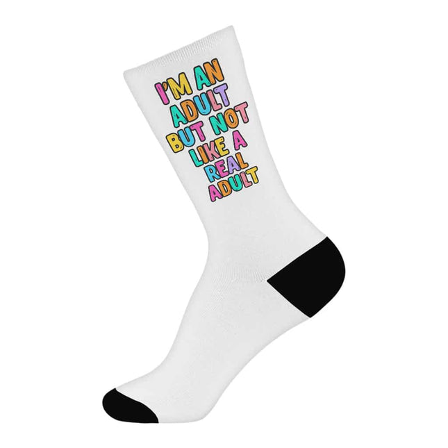 I'm an Adult Socks - Colorful Novelty Socks - Printed Crew Socks - wnkrs