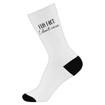Fun Fact I Don't Care Socks - Cool Novelty Socks - Trendy Crew Socks - wnkrs