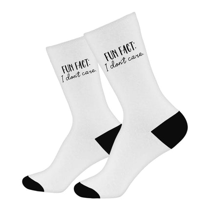Fun Fact I Don't Care Socks - Cool Novelty Socks - Trendy Crew Socks - wnkrs