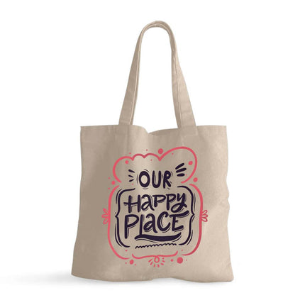 Our Happy Place Small Tote Bag - Themed Shopping Bag - Cool Design Tote Bag - wnkrs