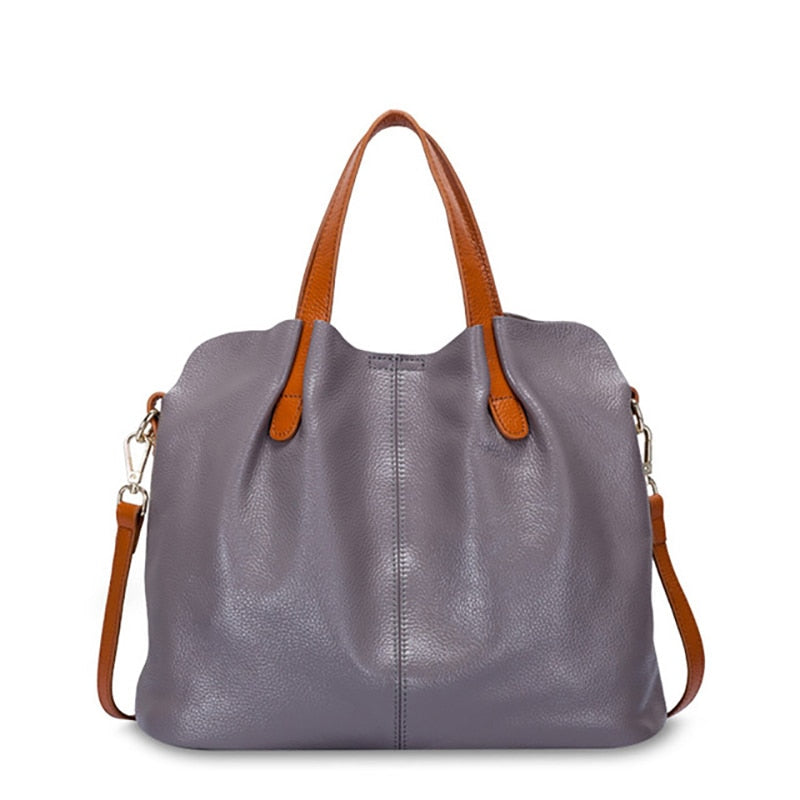 Women's Solid Color Leather Tote Bag