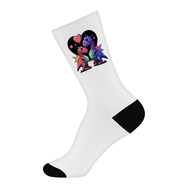 Animal Print Socks - Dinosaur Art Novelty Socks - Themed Crew Socks