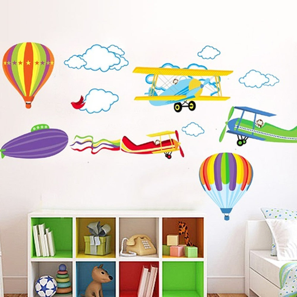 Airplane and Hot Air Balloons Wall Sticker