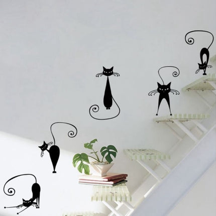 5 Pcs Cat's Silhouettes Wall Stickers Set - wnkrs