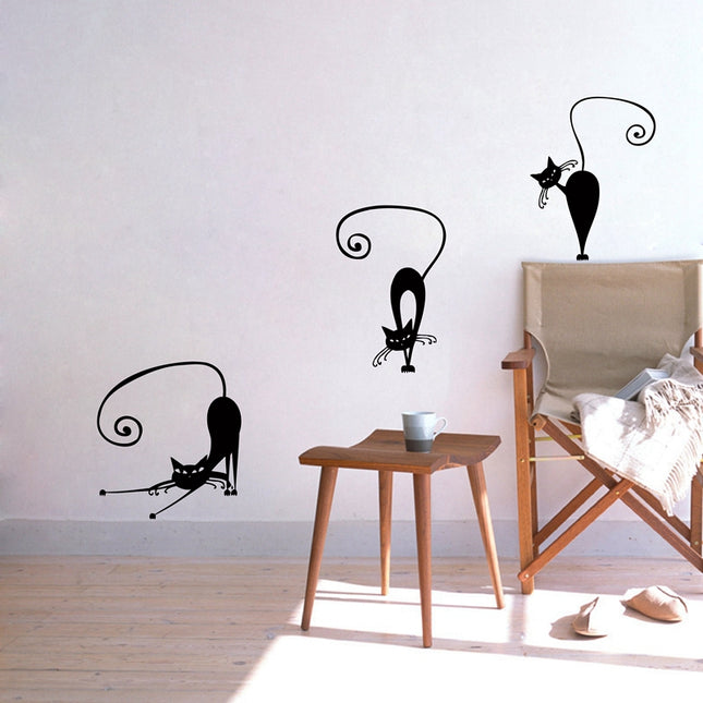 5 Pcs Cat's Silhouettes Wall Stickers Set - wnkrs