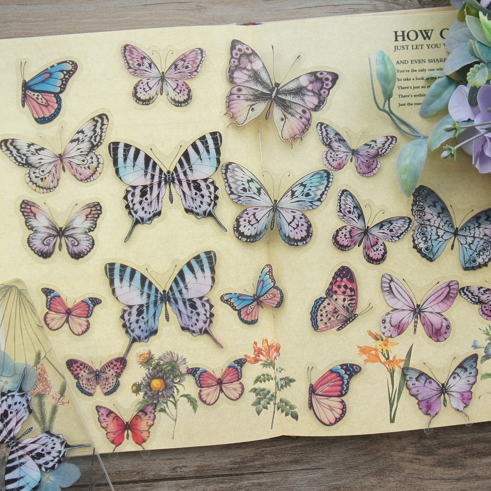 Ink Butterfly Style PVC Stickers 38 pcs Set
