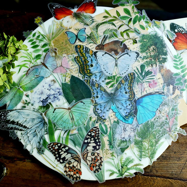 Retro Butterfly with Plants Vellum Stickers - wnkrs