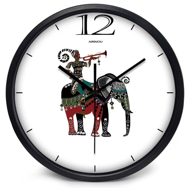 Asian Style Ethnic Quartz Clocks With Elephant Image - Wnkrs