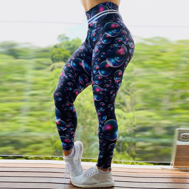 Workout High Waisted Leggings with Print - Wnkrs