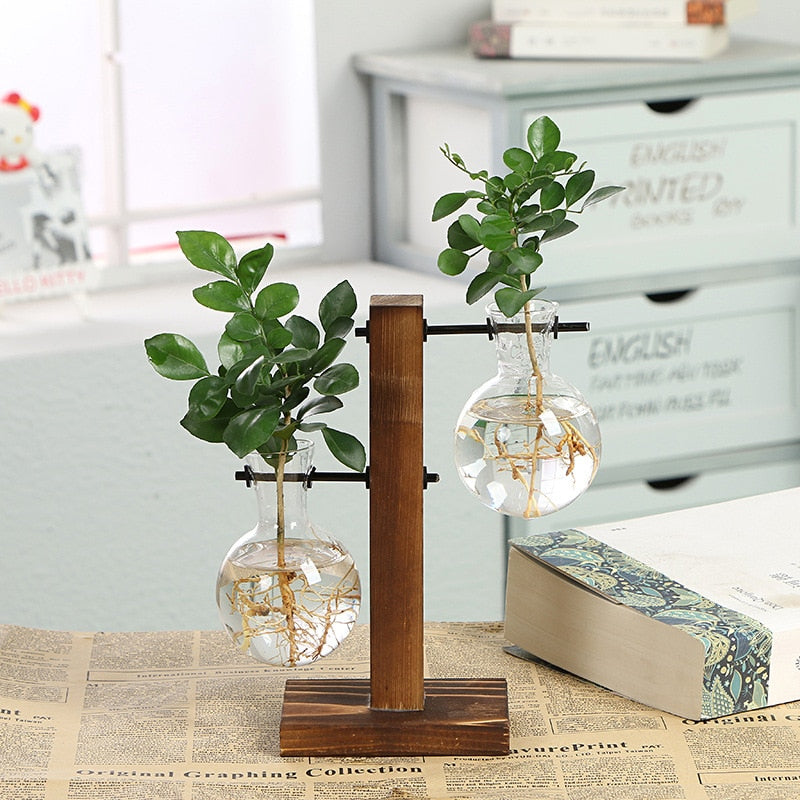 Vintage Themed Small Glass Vase with Stand