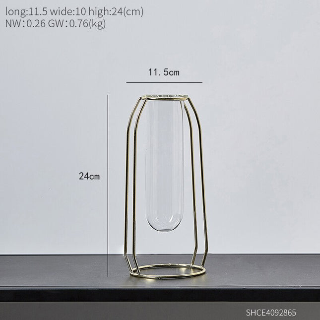 Transparent Hydroponic Metal Vase - wnkrs