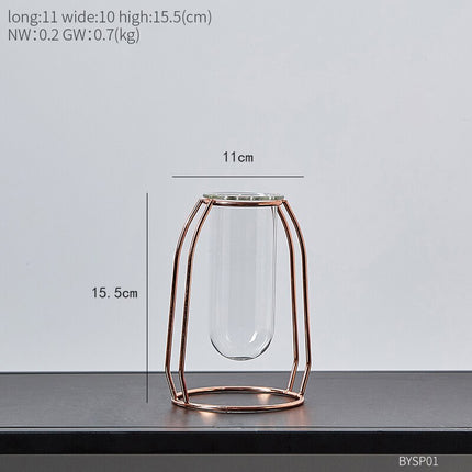 Transparent Hydroponic Metal Vase - wnkrs