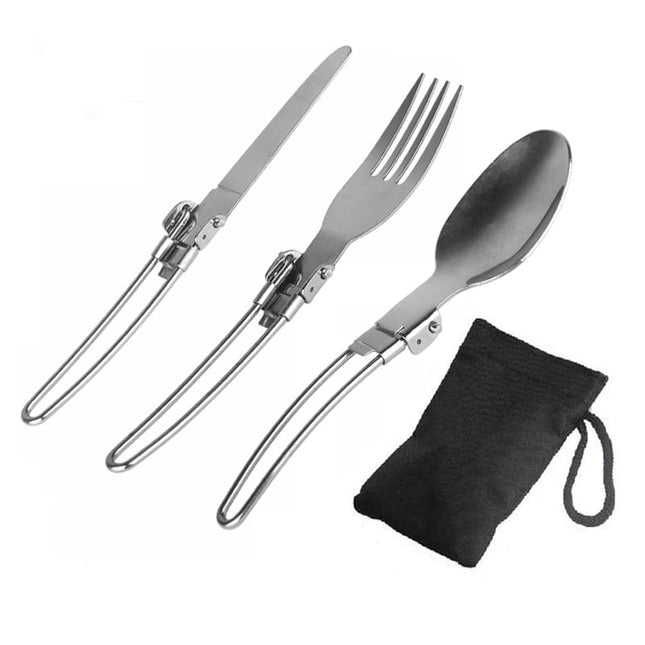 Portable Outdoor Camping Stainless Steel Cooking Tableware 3 pcs Set - wnkrs