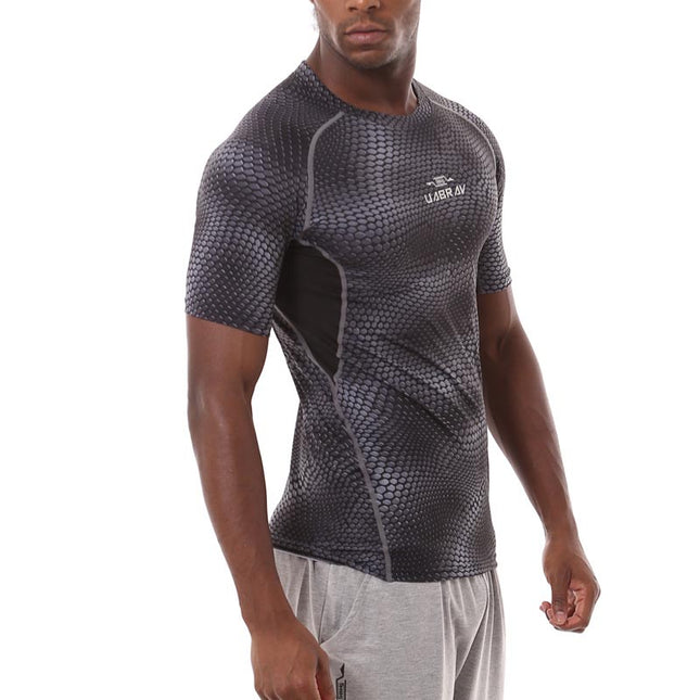 Stylish Comfortable Compressive Patterned Men's Fitness T-Shirt - wnkrs