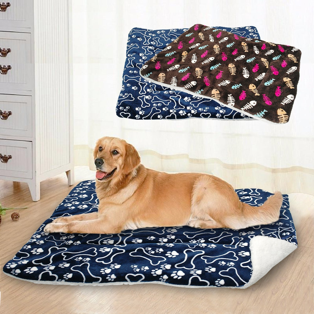 Warm Lamb Velvet Dog Mat with Colorful Print