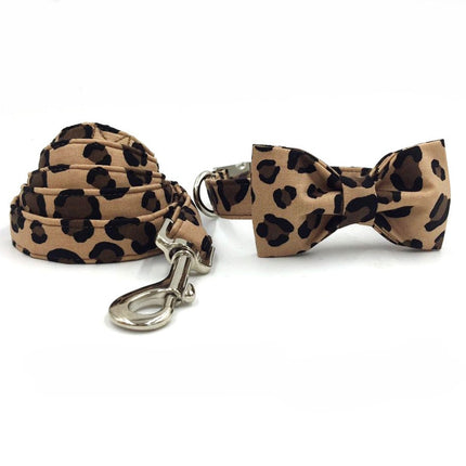 Dog's Leopard Patterned Collar and Leash Set - wnkrs