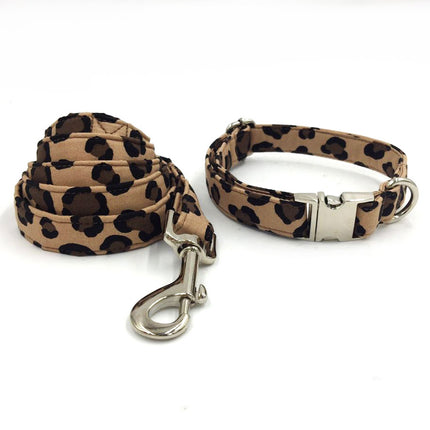 Dog's Leopard Patterned Collar and Leash Set - wnkrs