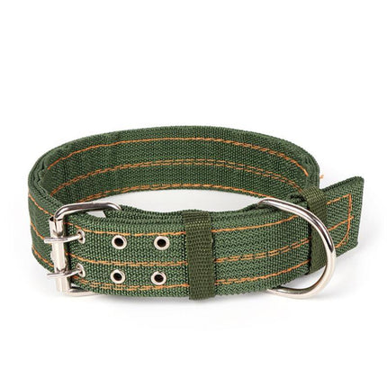 Cute Solid Army Green Canvas Dog's Collar - wnkrs