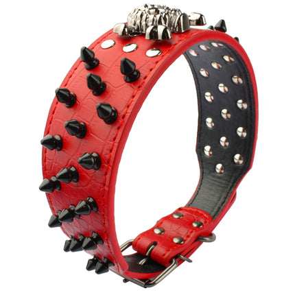 Skull Embellished Leather Collar - wnkrs